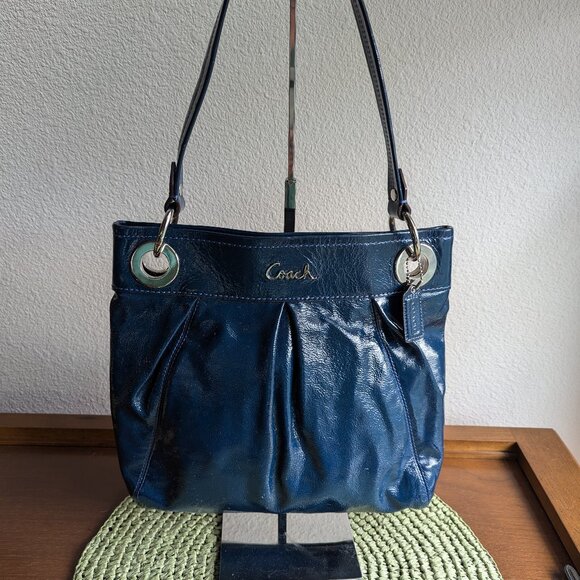 Coach Ashley Patent Leather Hippie #F17953 BLUE - Picture 1 of 10
